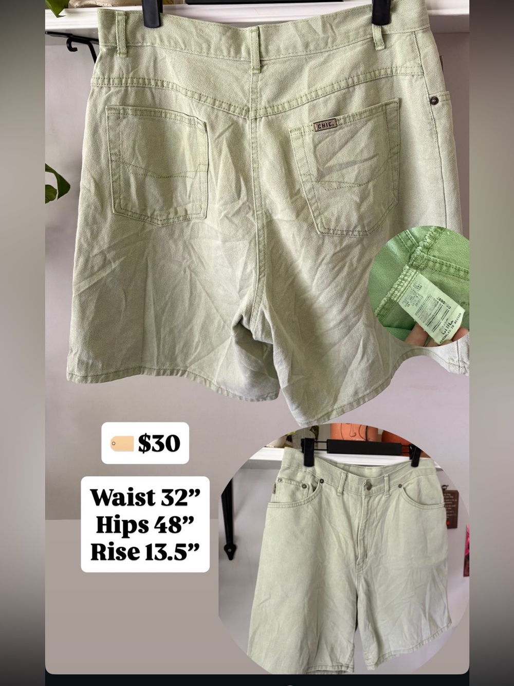 chic Light Mint Green Denim Shorts